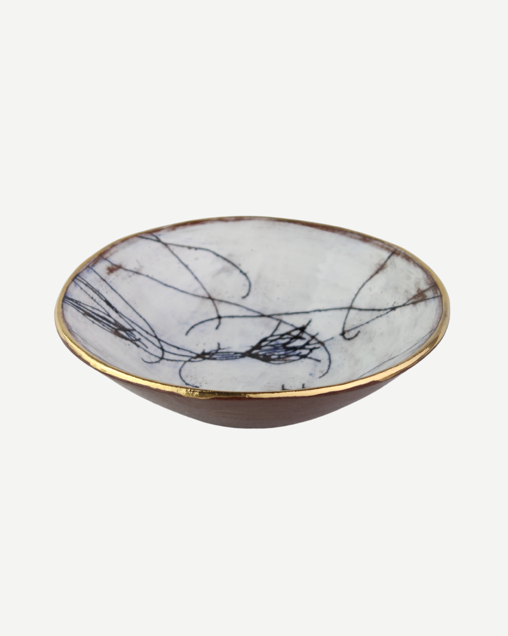 Botanical Gold-Rim Pudding Bowl