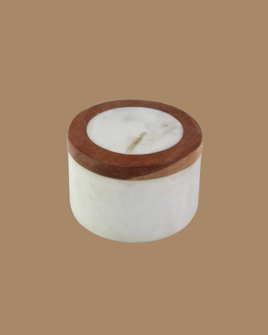Marble & Wood Salt Pot