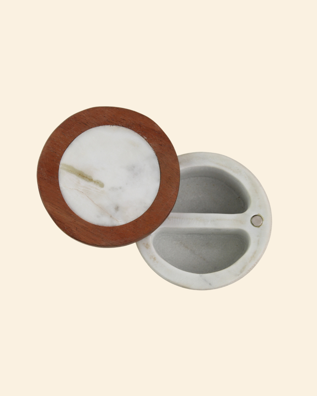 Marble & Wood Salt Pot