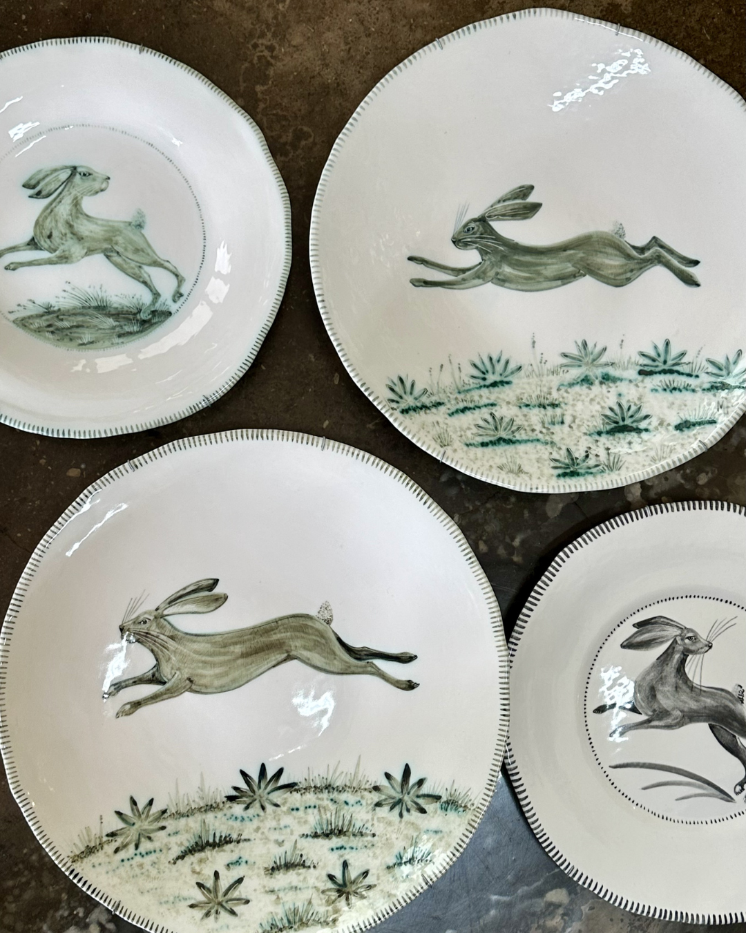 Martin Haines Large Leaping Hare Wall Plates
