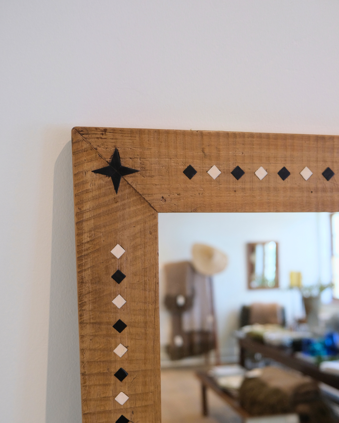 Allan Lutge Yellowwood Mirror with Ebony Stars & Bone Squares
