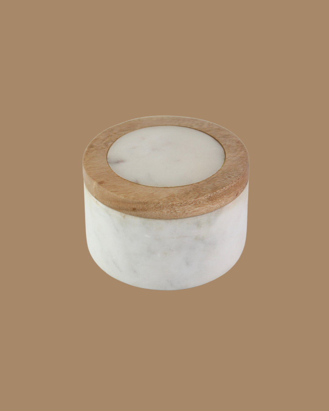 Marble & Wood Salt Pot