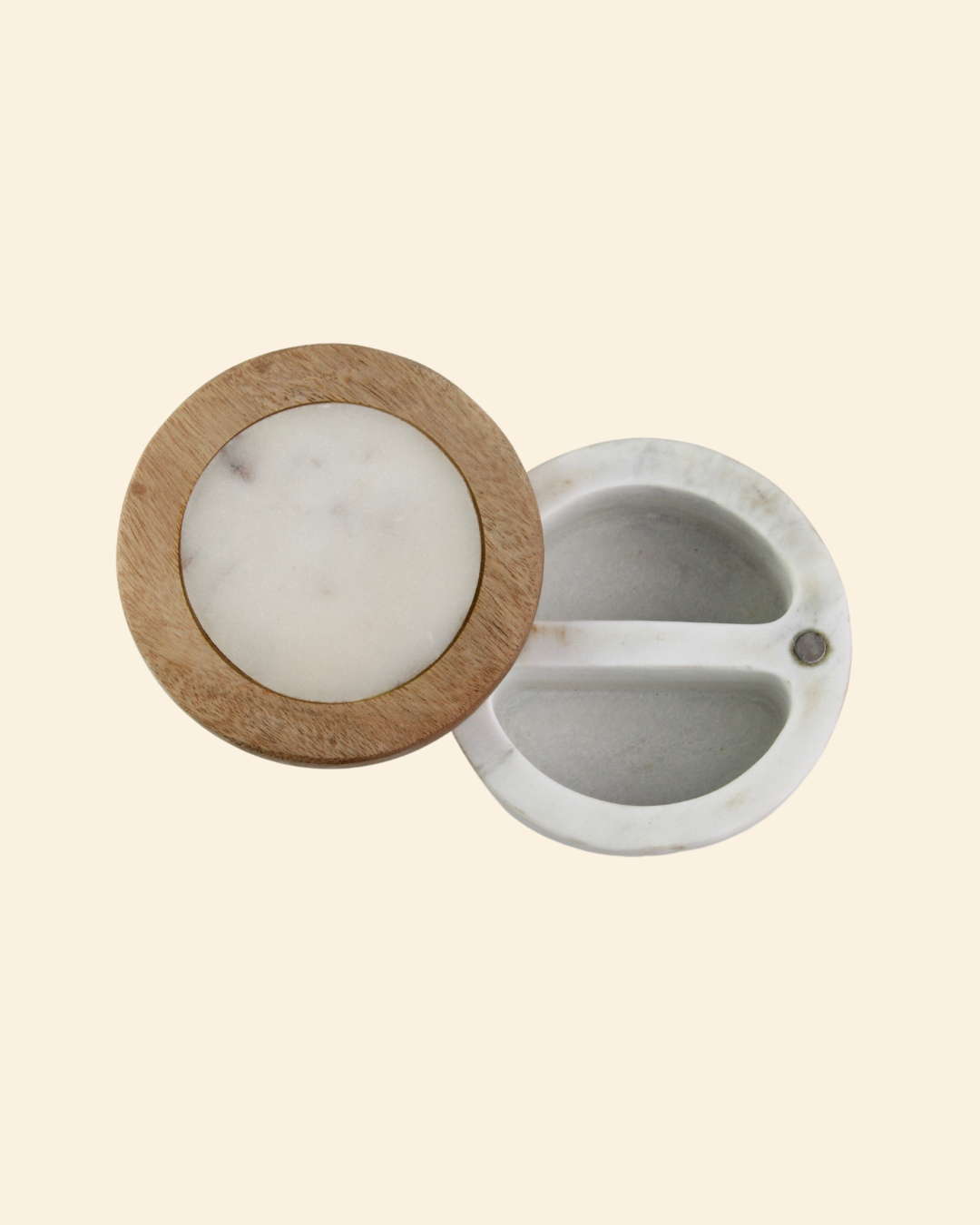 Marble & Wood Salt Pot