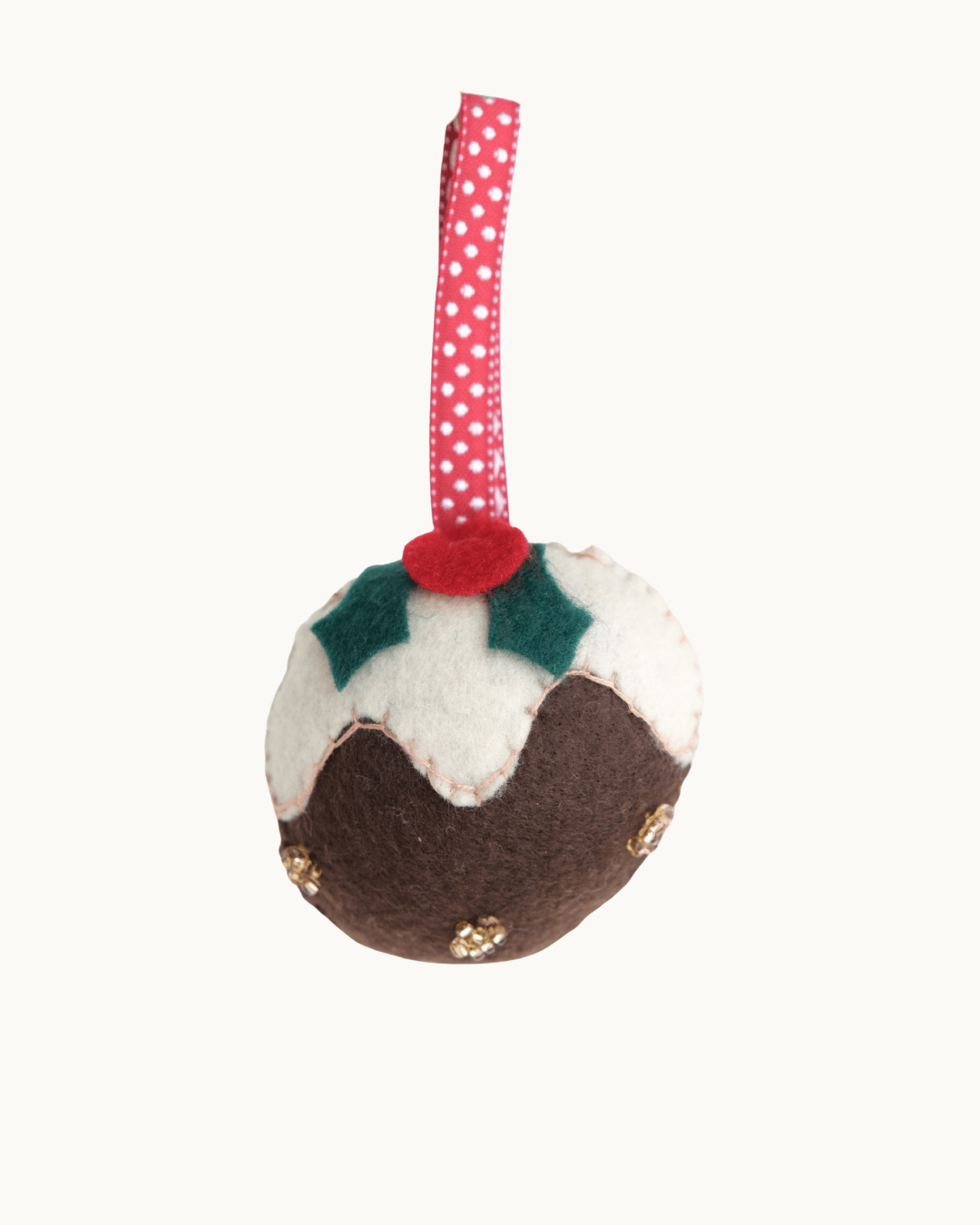Felt Embroidered Pudding Christmas Decoration