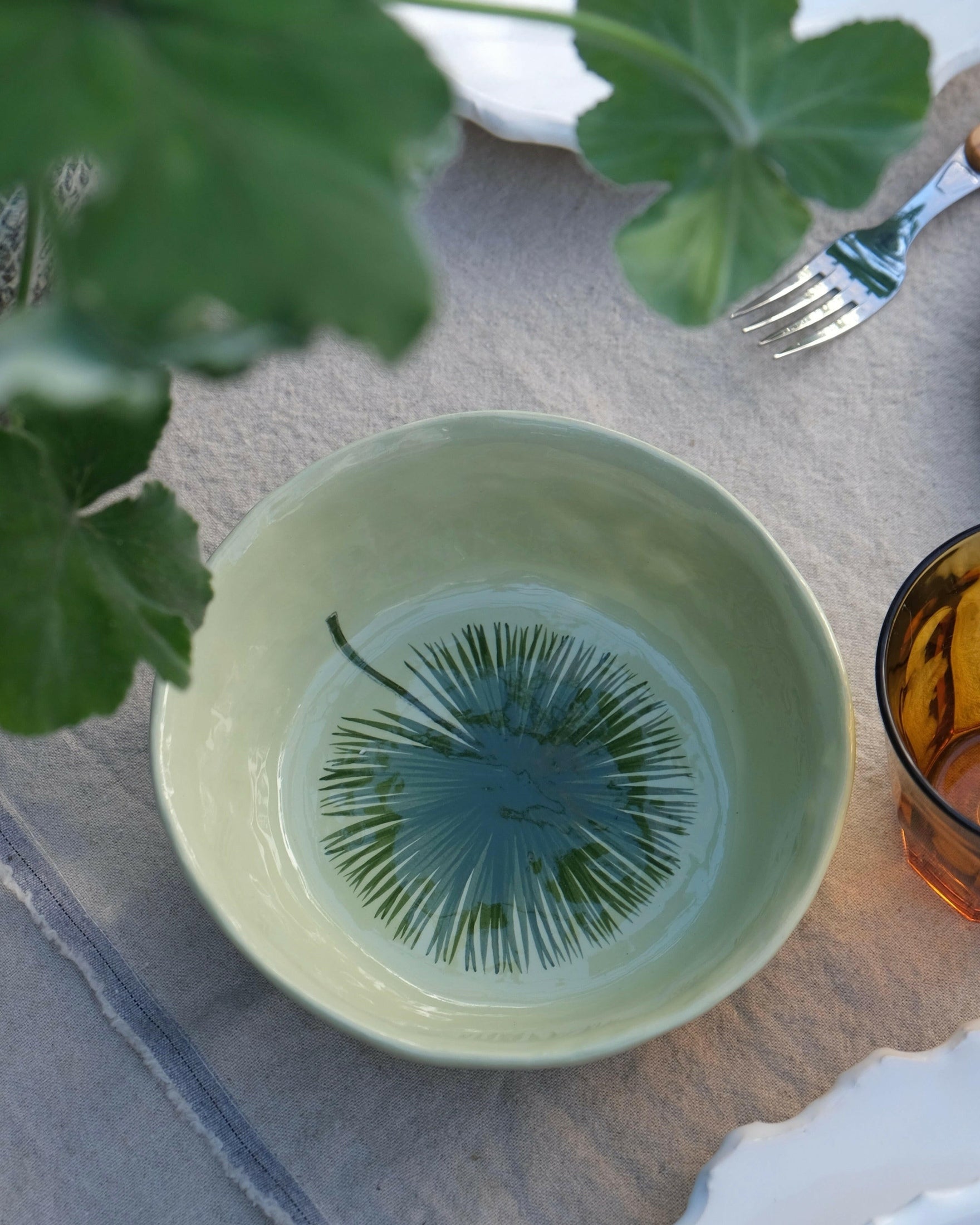 Green Dandelion Stoneware Bowl - Medium Mantra Living