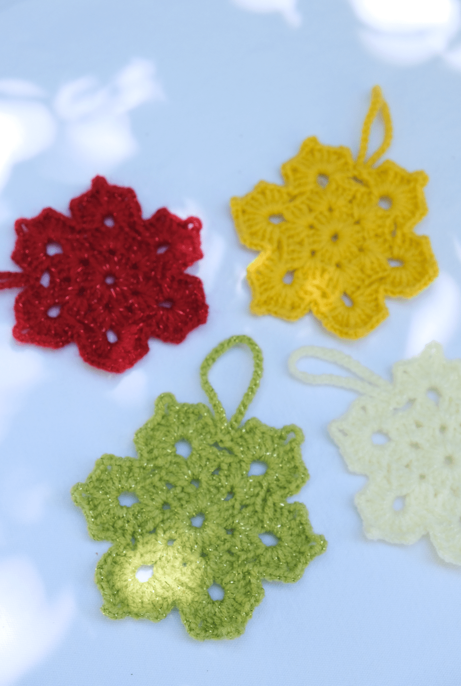 Hand-crocheted Snowflake Christmas Decorations - Set of 6