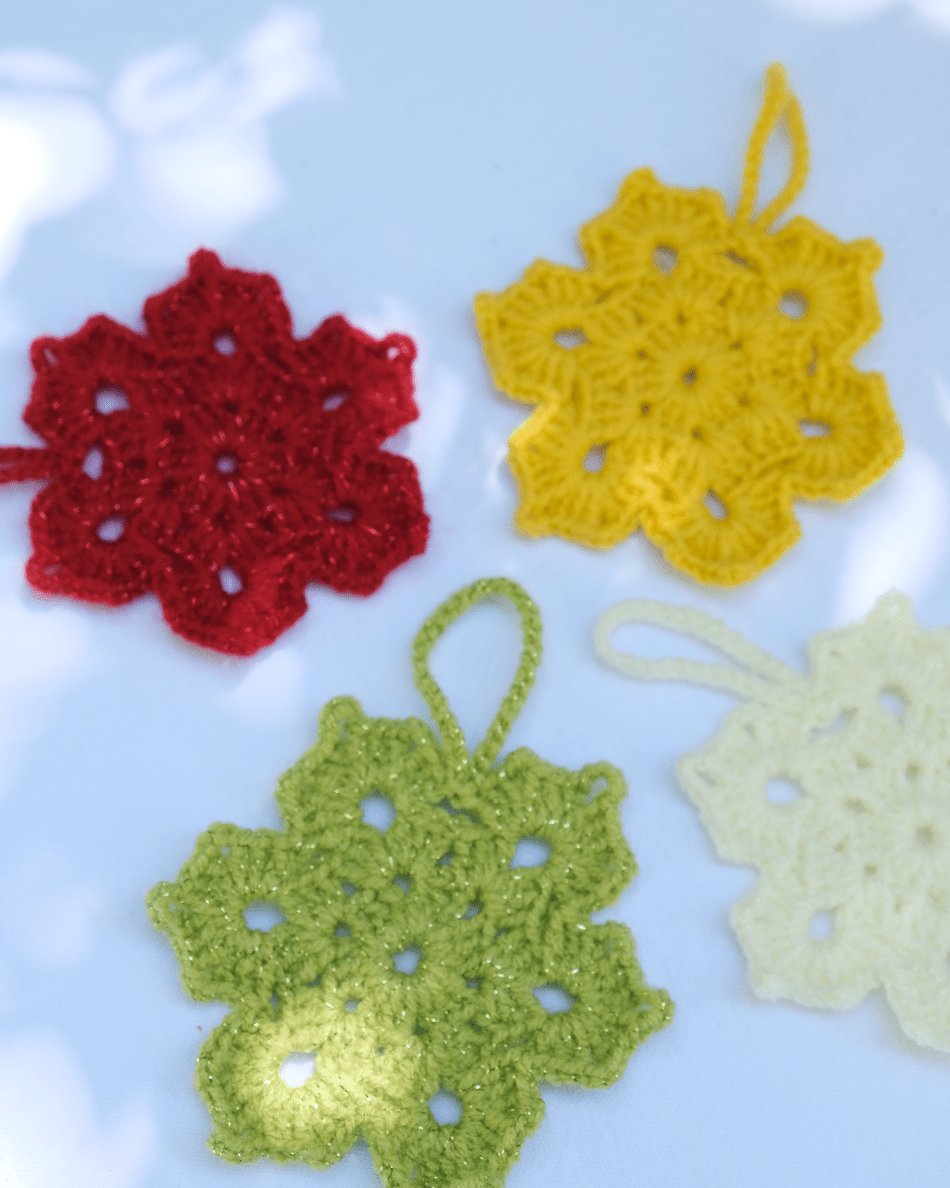 Hand-crocheted Snowflake Christmas Decorations - Set of 6