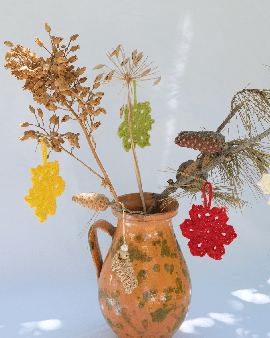 Hand-crocheted Snowflake Christmas Decorations - Set of 6