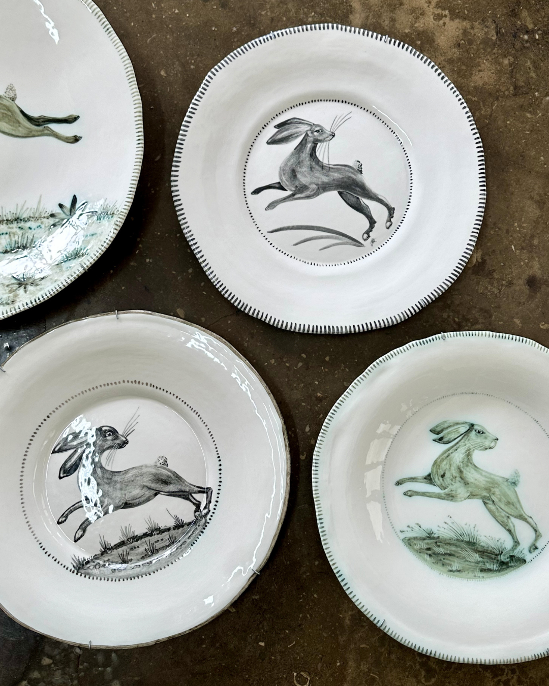 Martin Haines Medium Leaping Hare Wall Plates