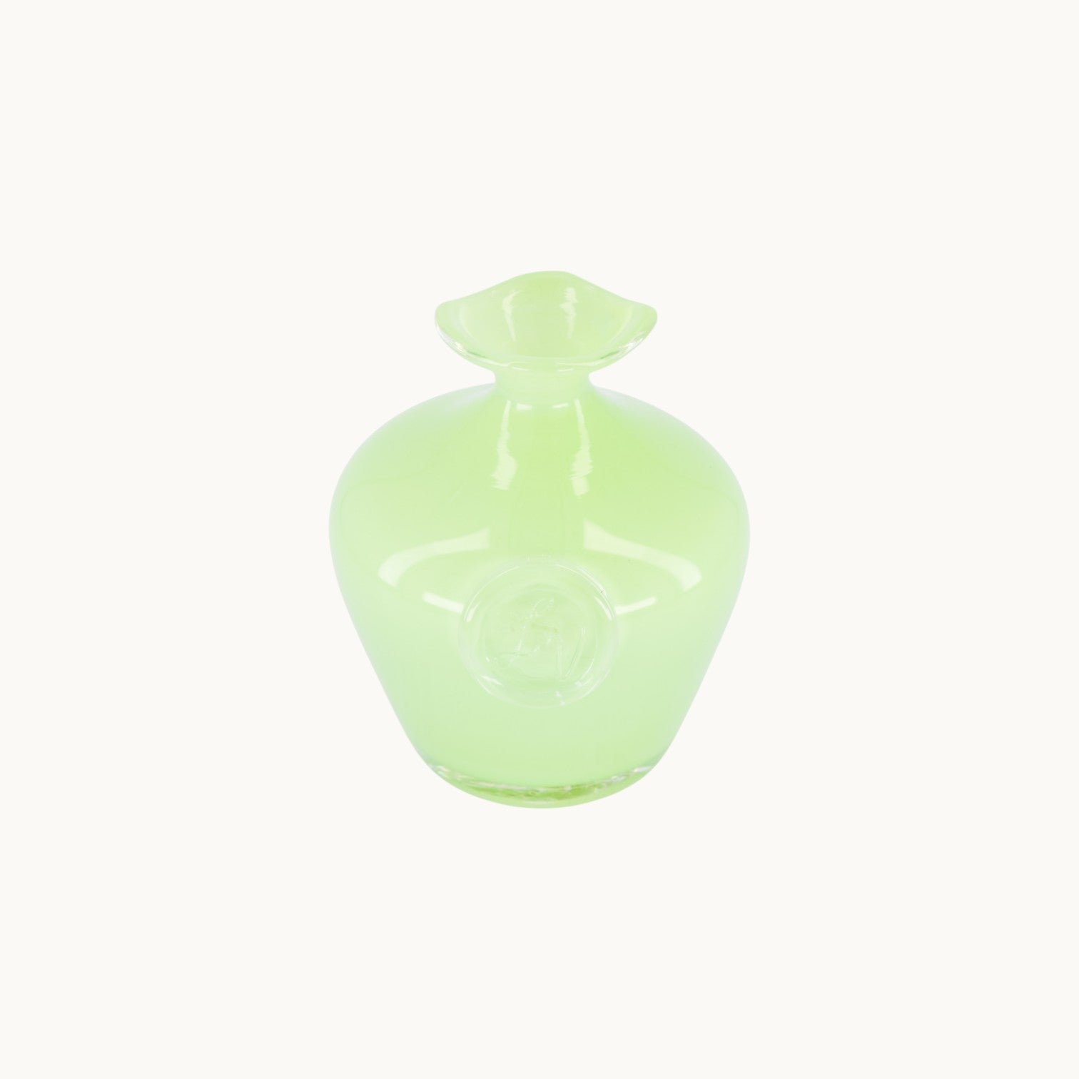 MANTRA LIVING Casa LV Emily vase in pale green mouth-blown glass with a rounded base and elegant rippled rim #color_Matt Opal Nile Green