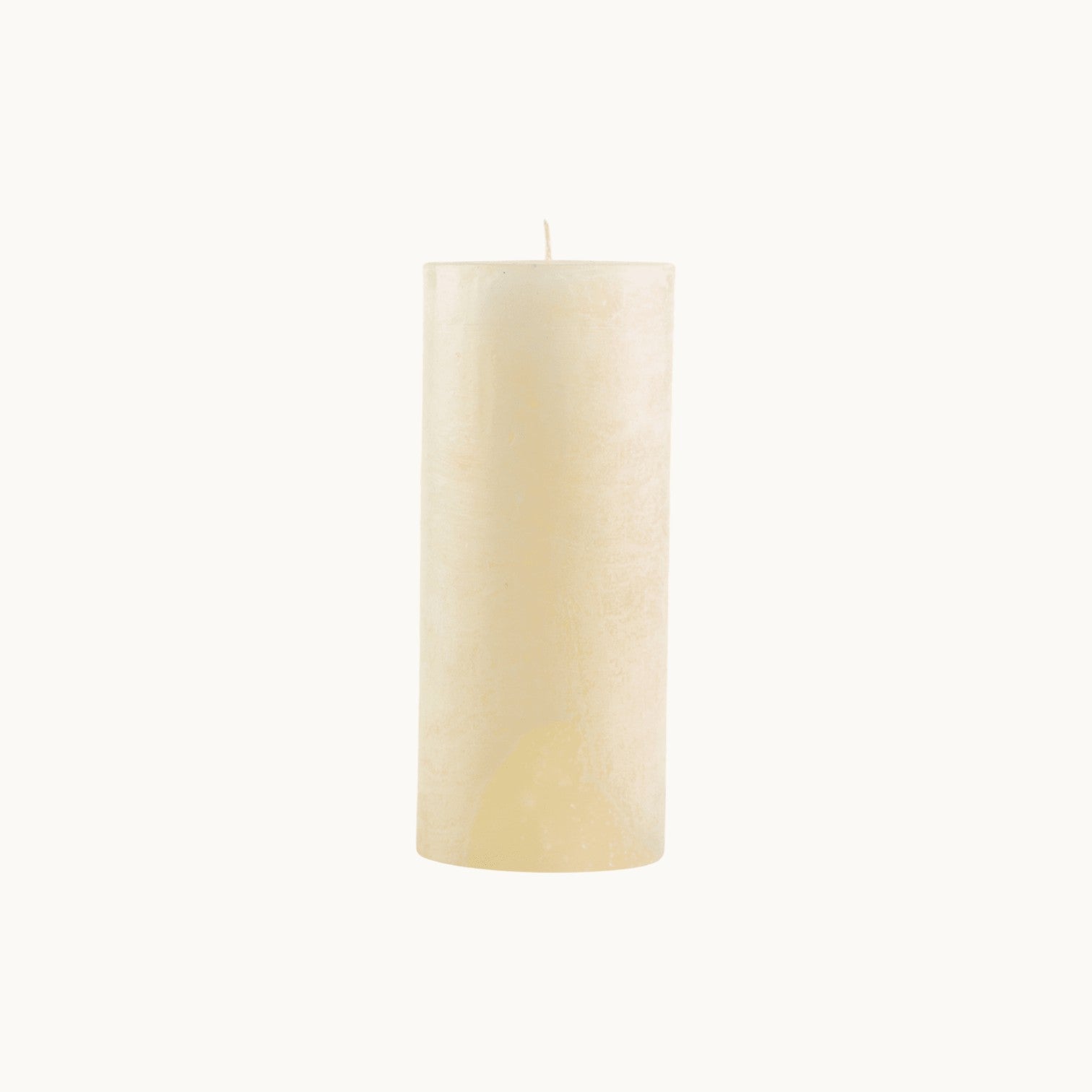 MANTRA LIVING unscented cream frosted pillar candle with a cotton wick, handmade in South Africa. #Color_Cream