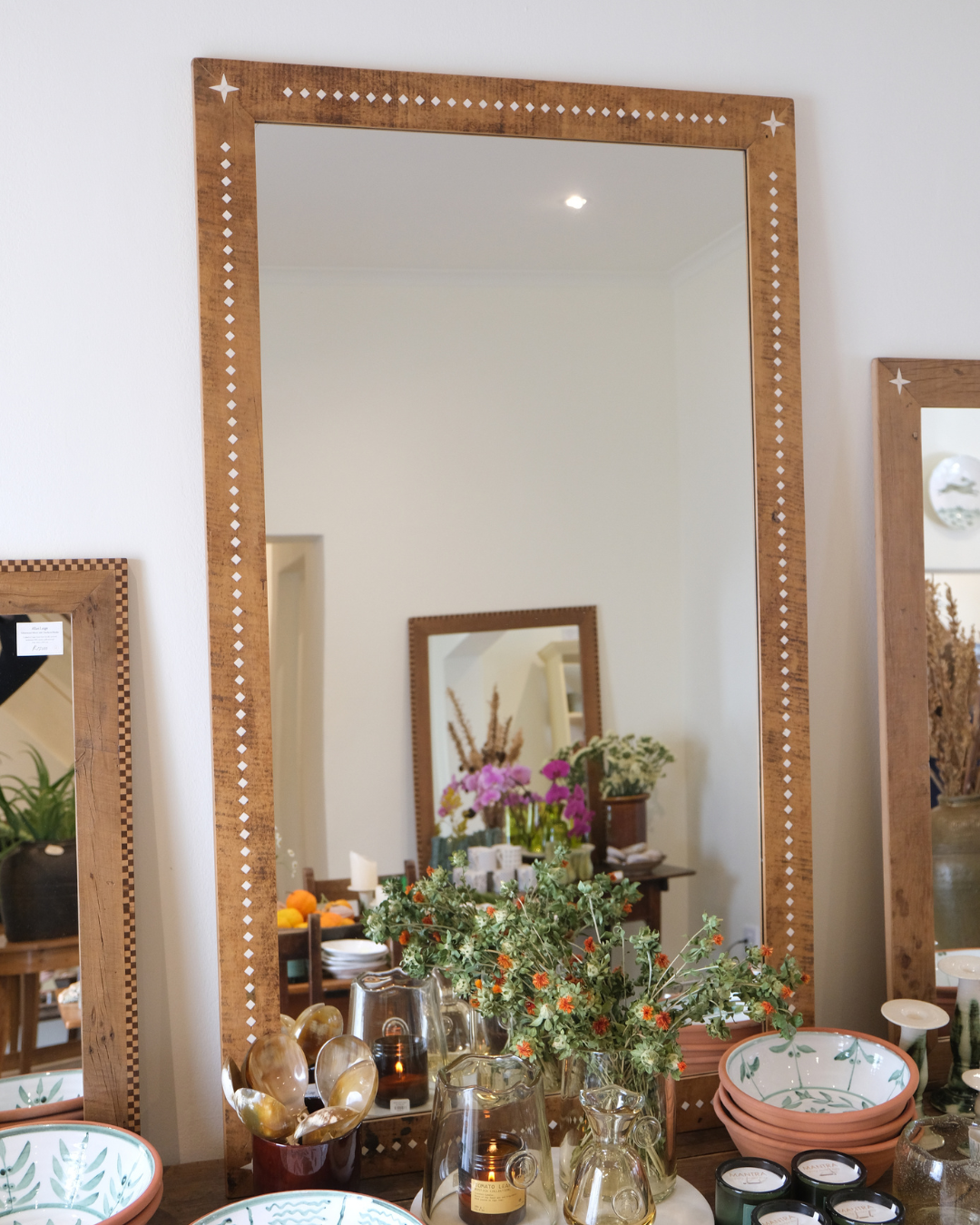 Allan Lutge Yellowwood Mirror with Bone Inlay