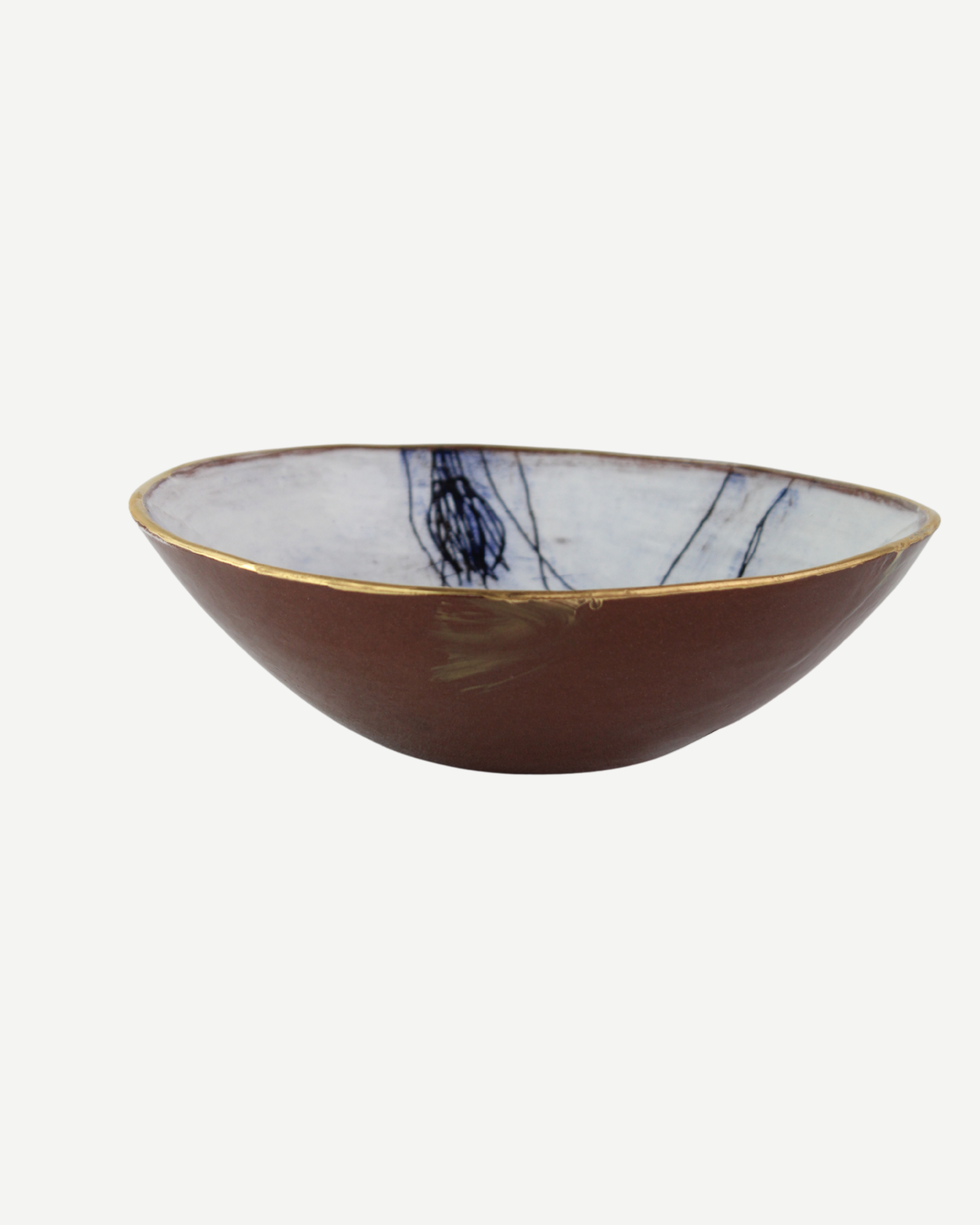 Botanical Gold-Rim Salad Bowl