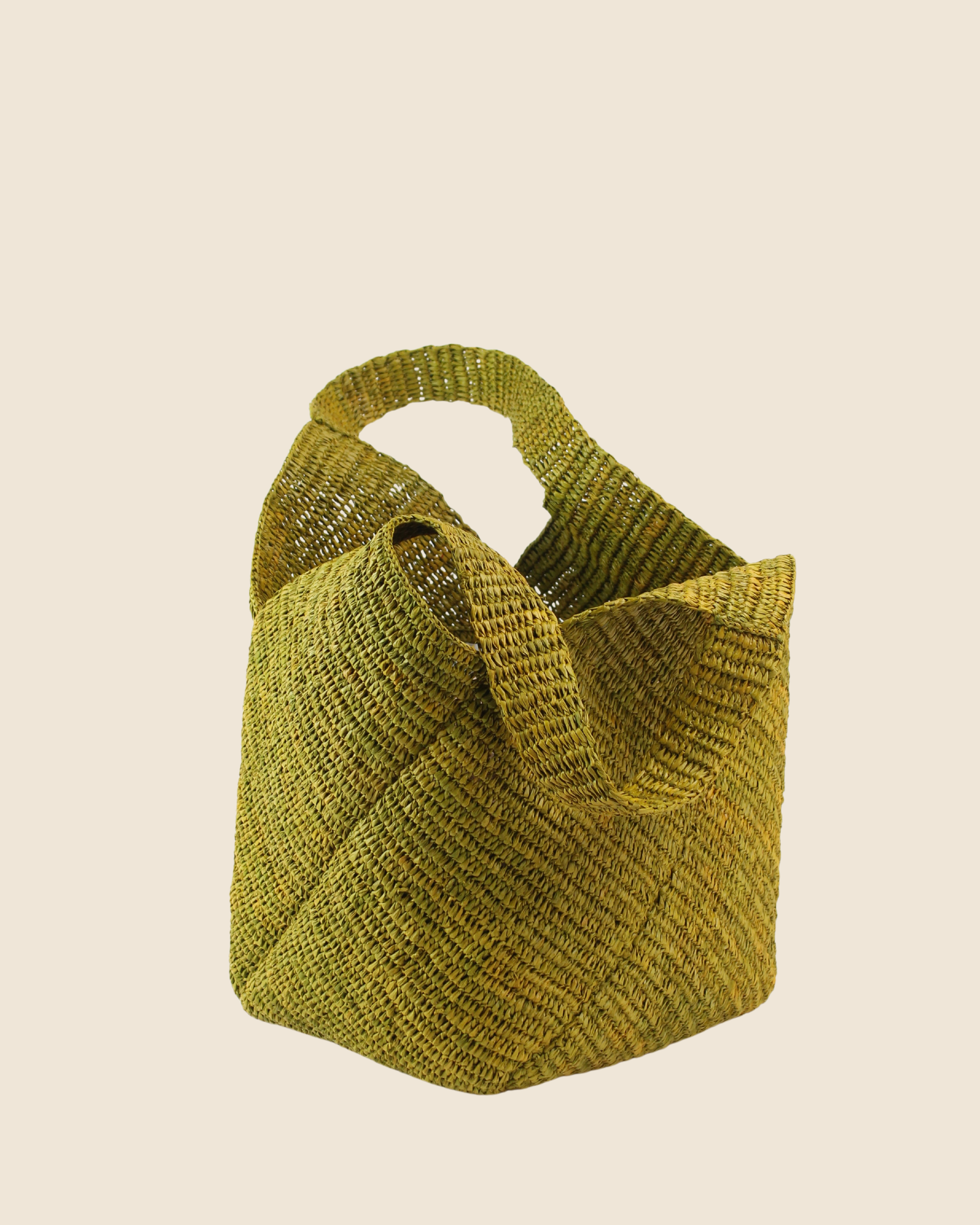 Janet Petousis Woven Raffia Bag - Olive Green