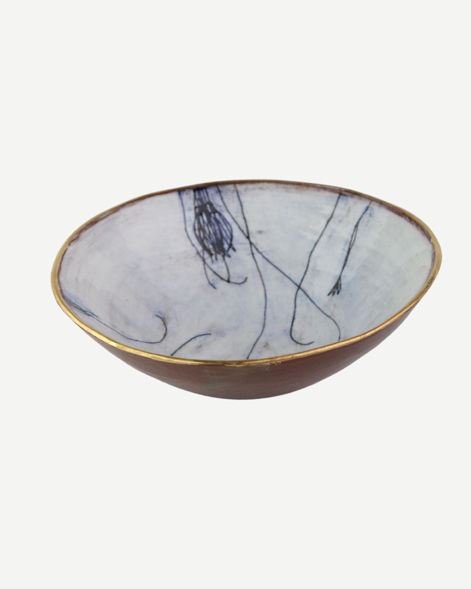 Botanical Gold-Rim Salad Bowl