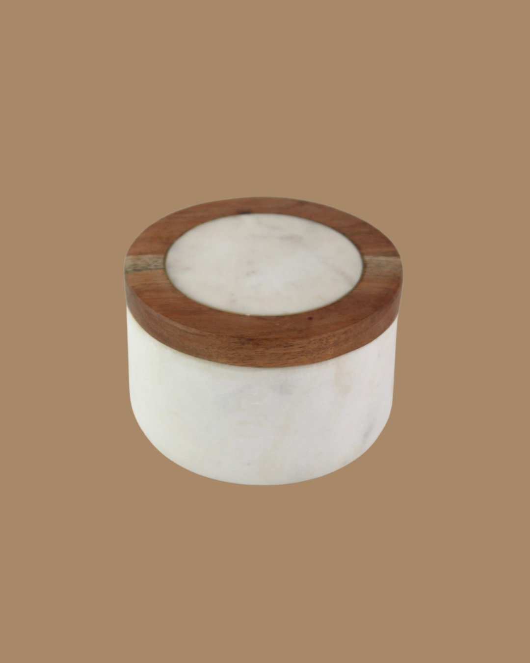 Marble & Wood Salt Pot