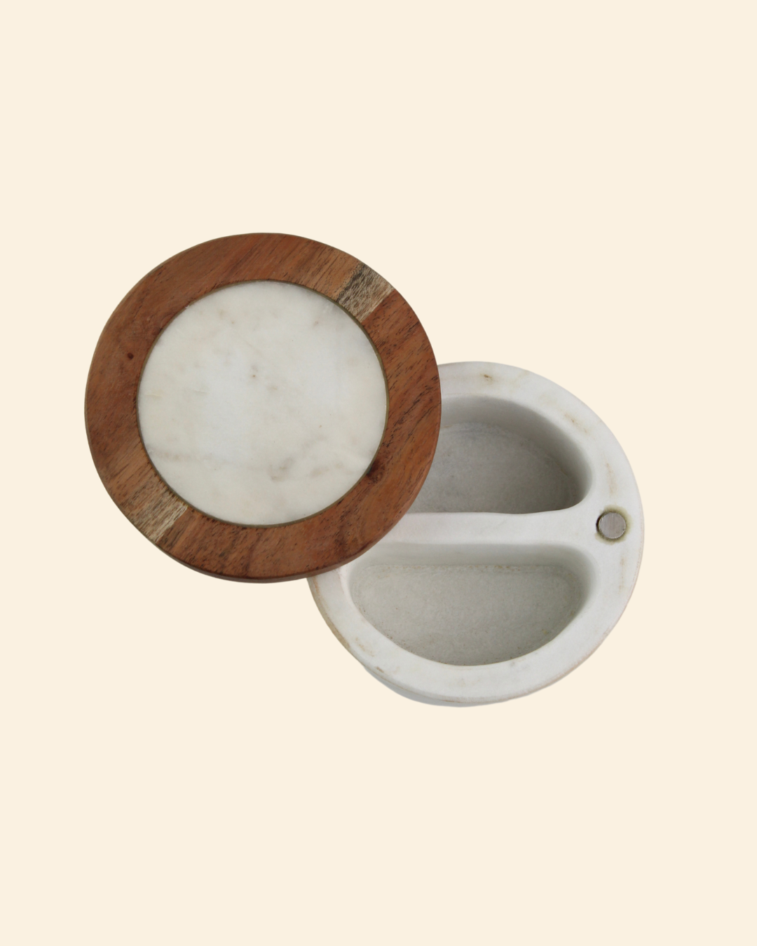 Marble & Wood Salt Pot
