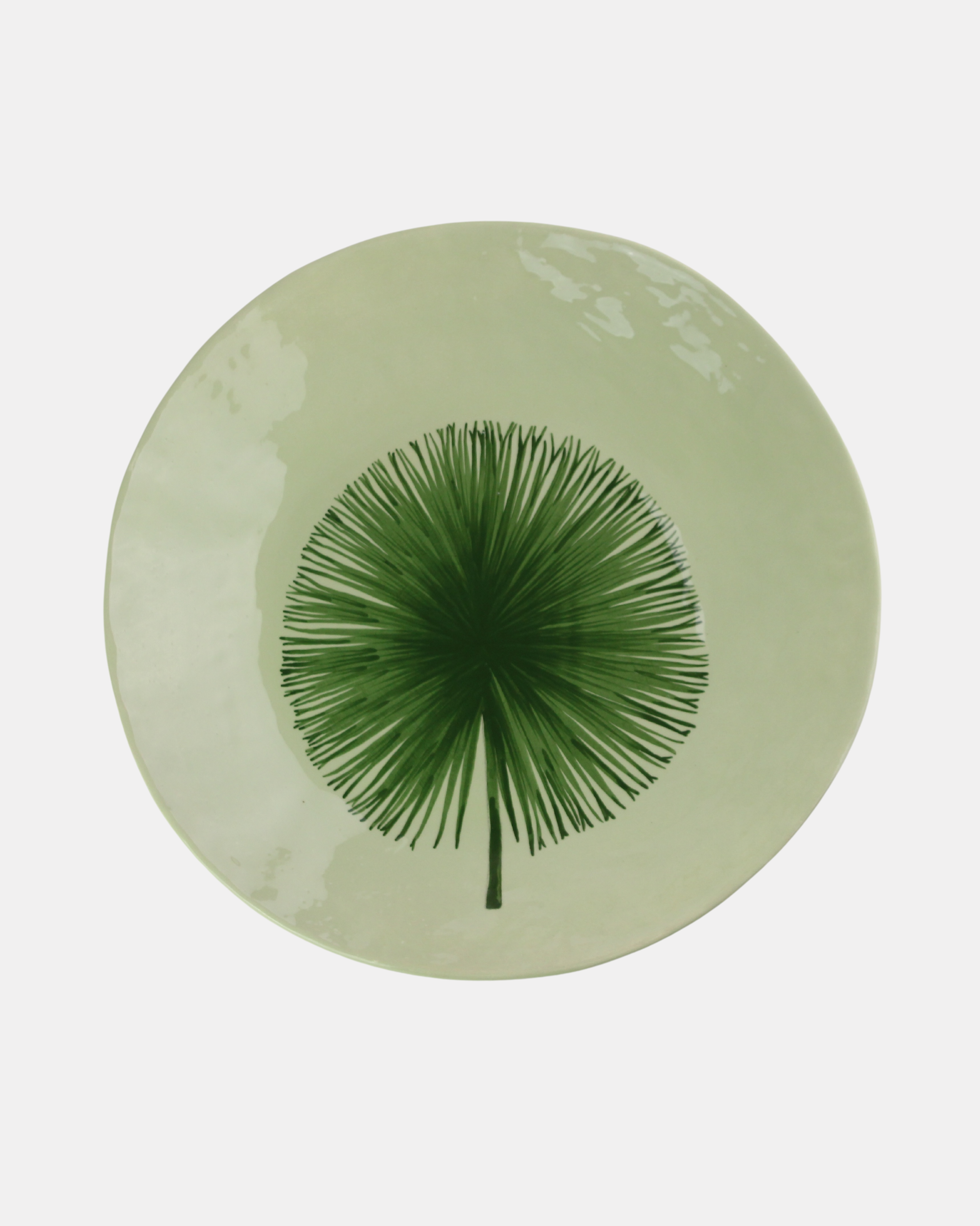 Green Dandelion Stoneware Round Platter