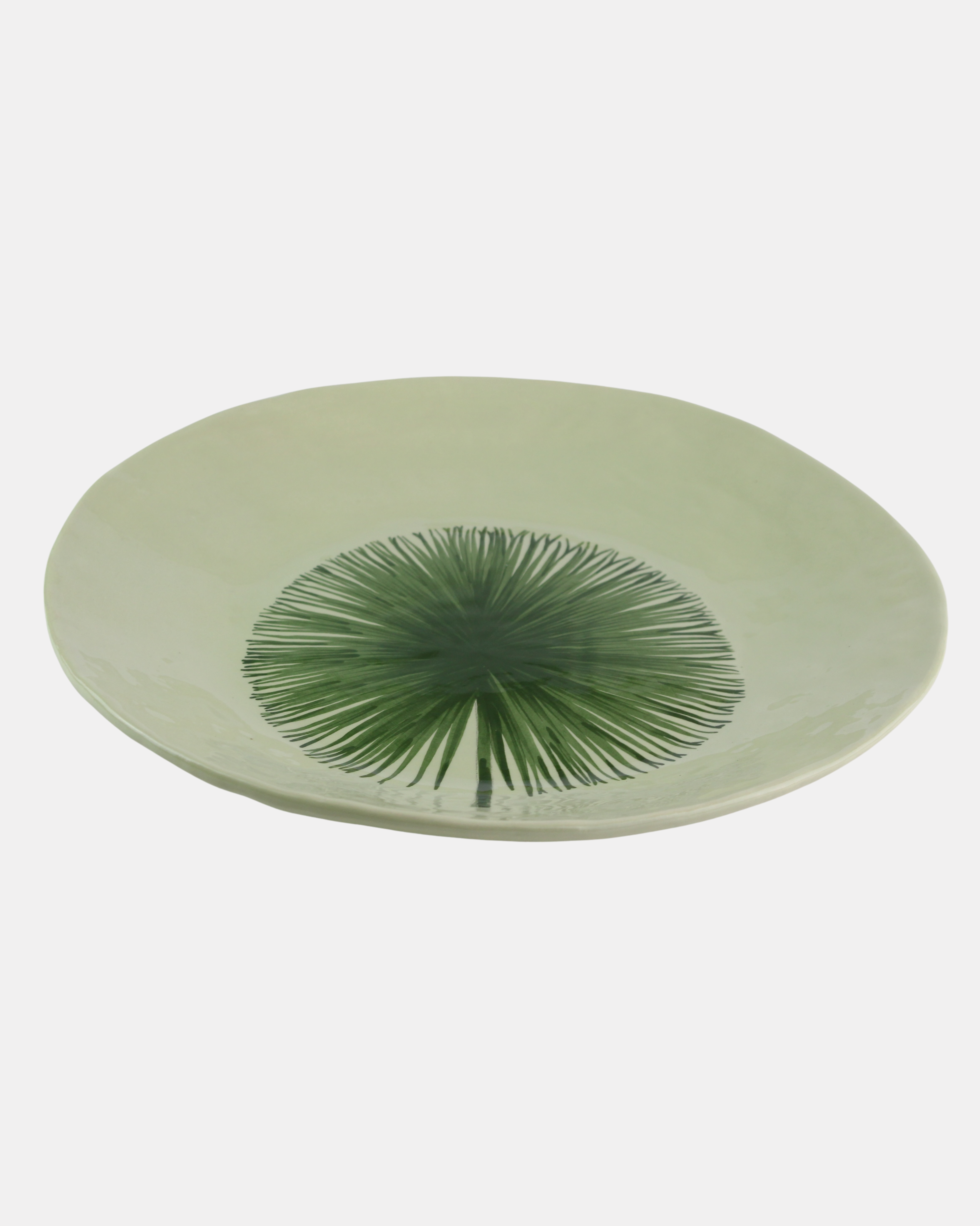 Green Dandelion Stoneware Round Platter