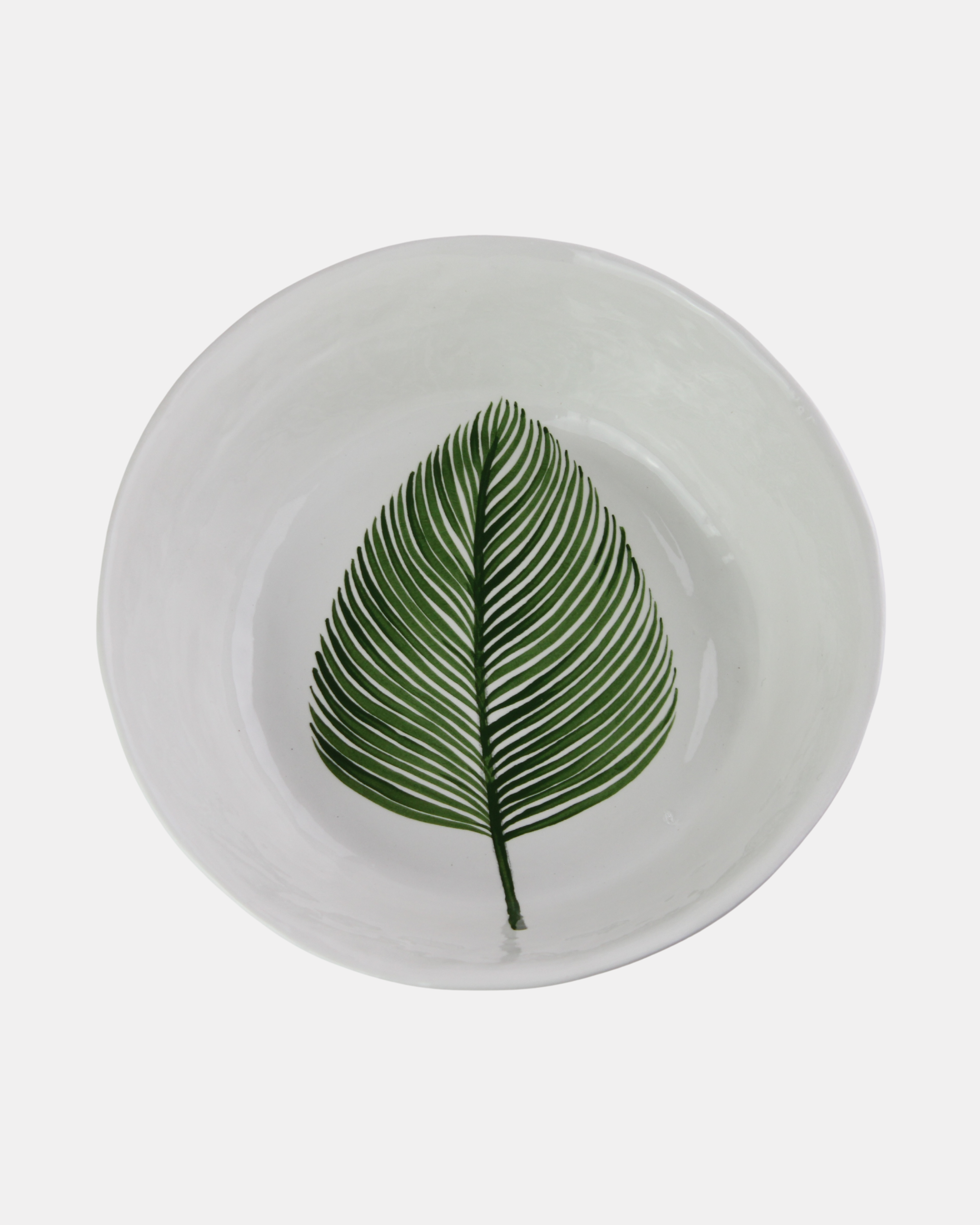 White Frond Stoneware Bowl - Large