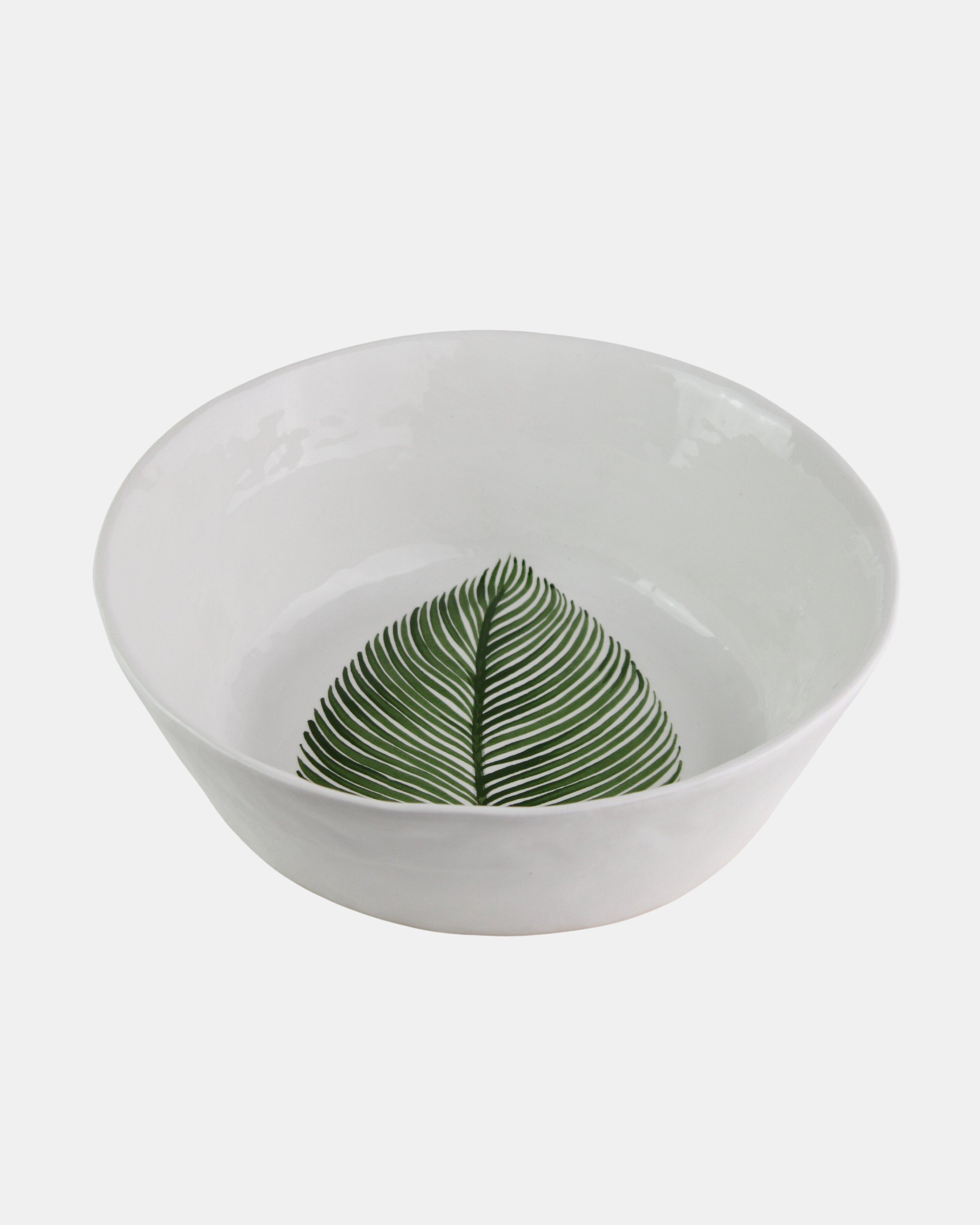 White Frond Stoneware Bowl - Large