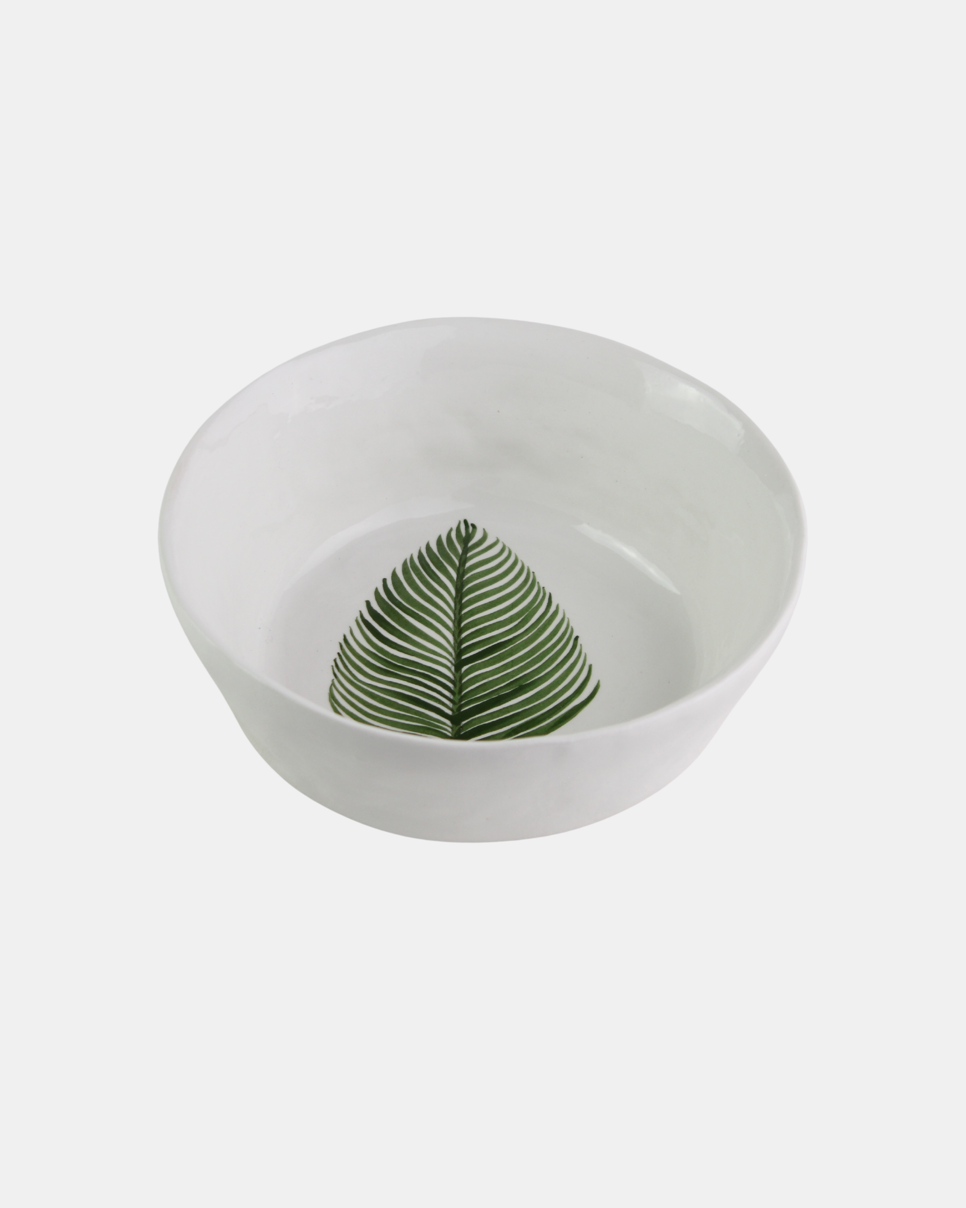 White Frond Stoneware Bowl - Medium