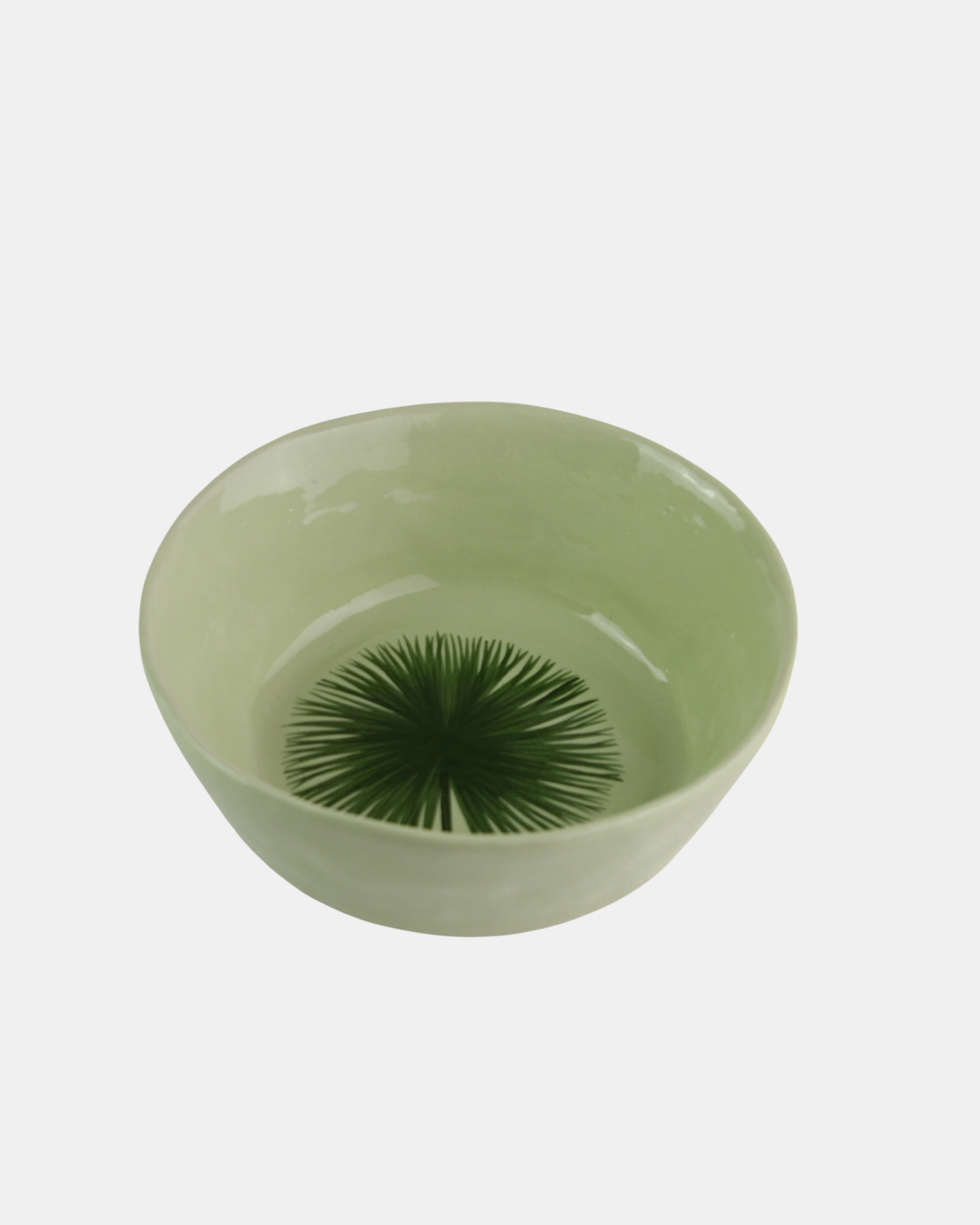 Green Dandelion Stoneware Bowl - Medium