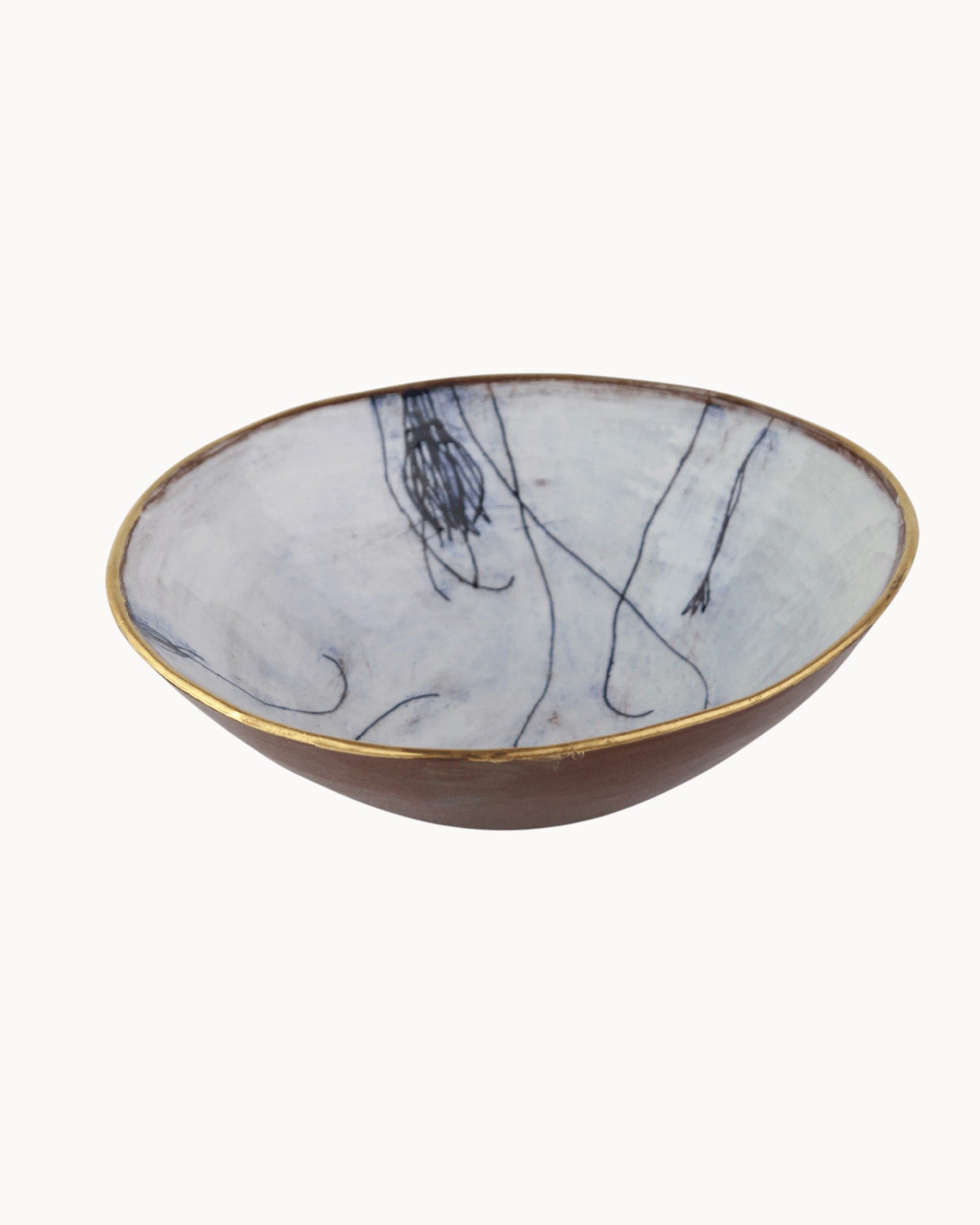 Botanical Gold-Rim Salad Bowl Mantra Living