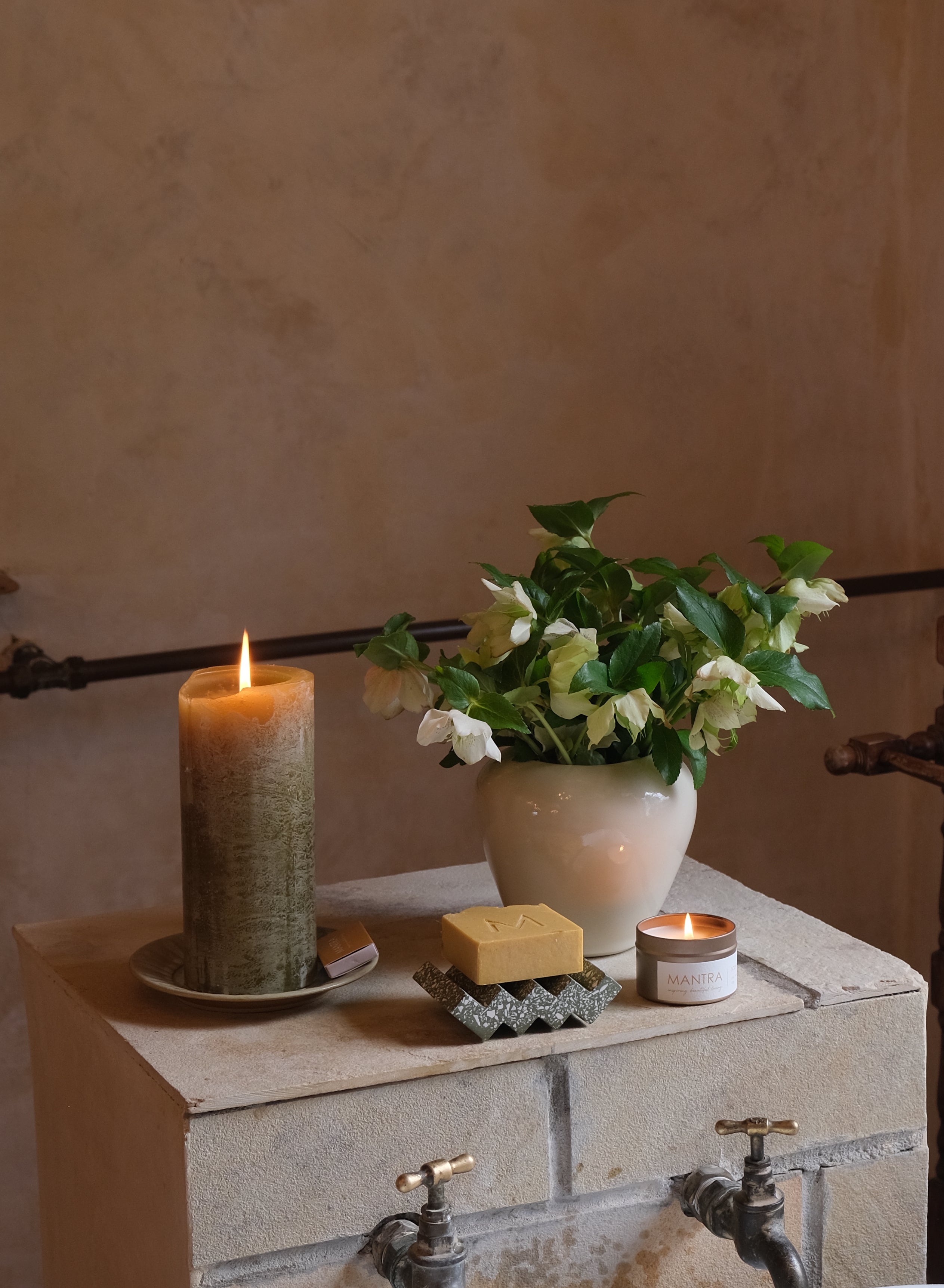 Frosted Pillar Candle