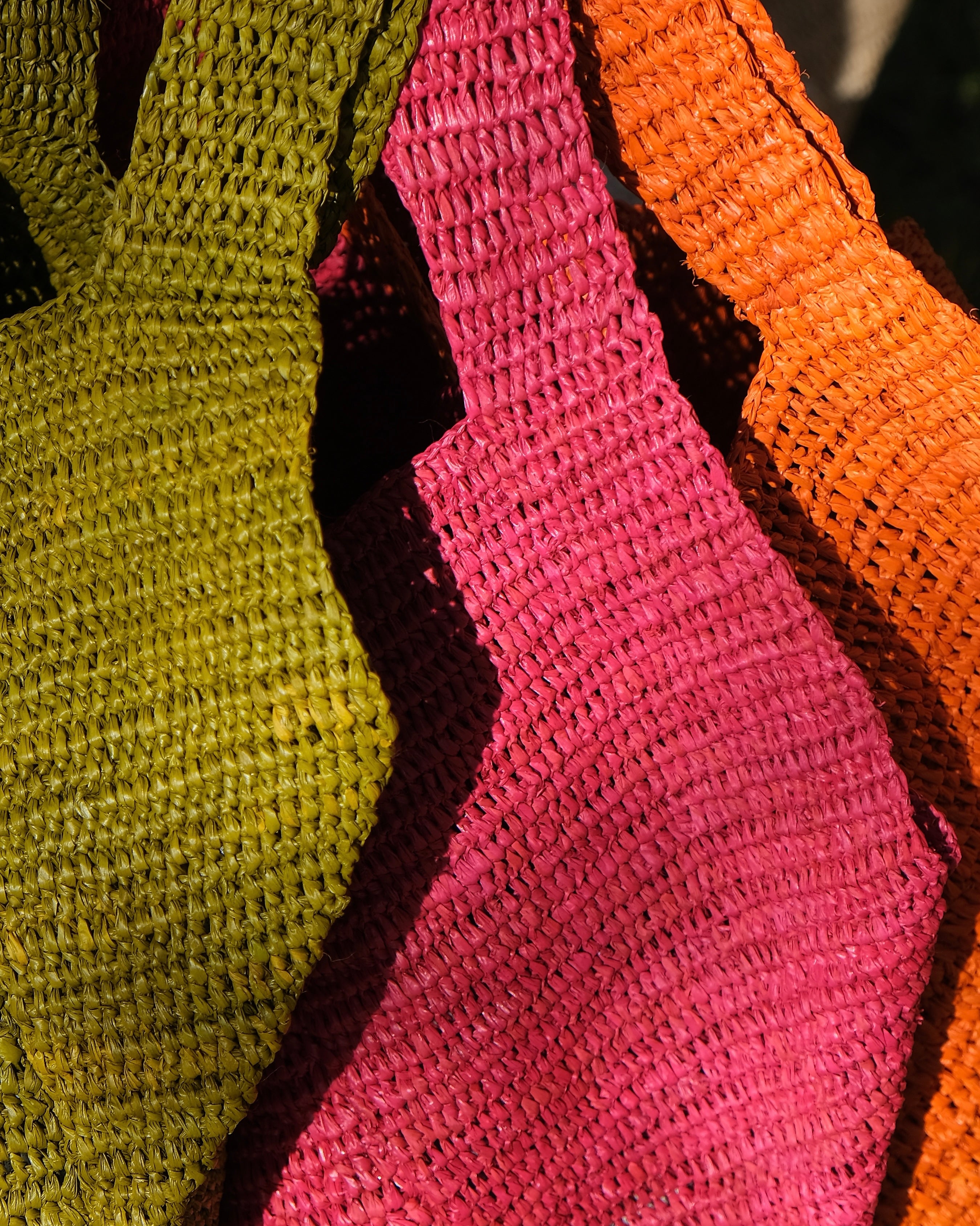 Janet Petousis Woven Raffia Bag - Cerise