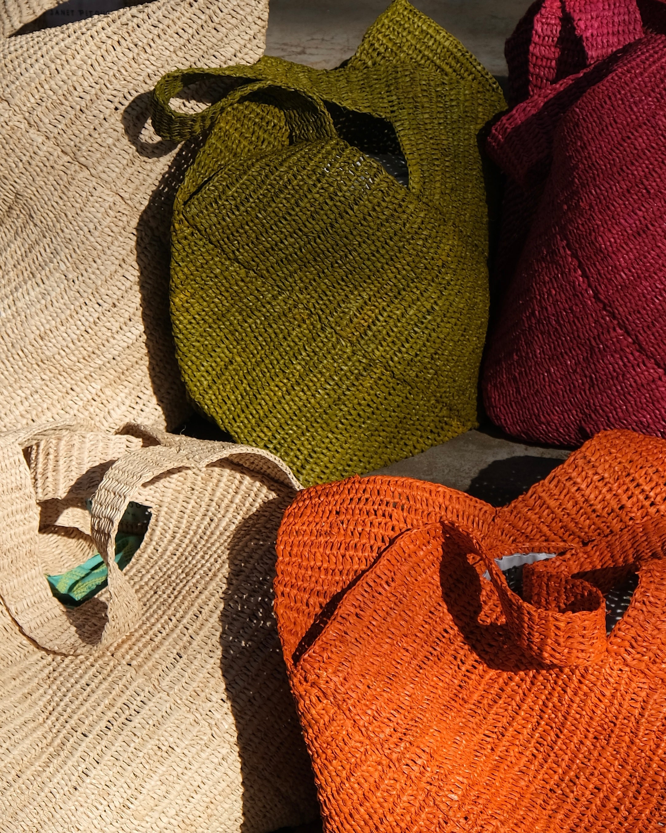 Janet Petousis Woven Raffia Bag - Orange