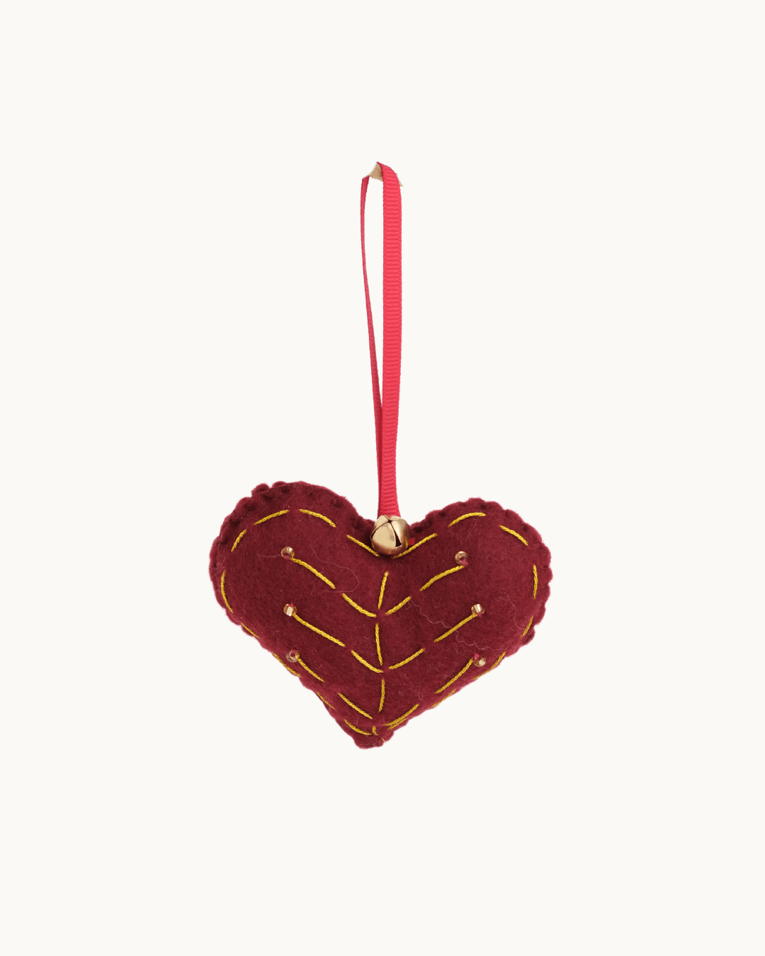 Felt Embroidered Heart Christmas Decoration