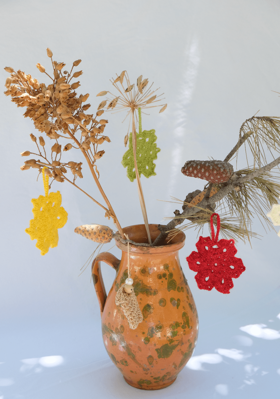 Hand-crocheted Snowflake Christmas Decorations - Set of 6