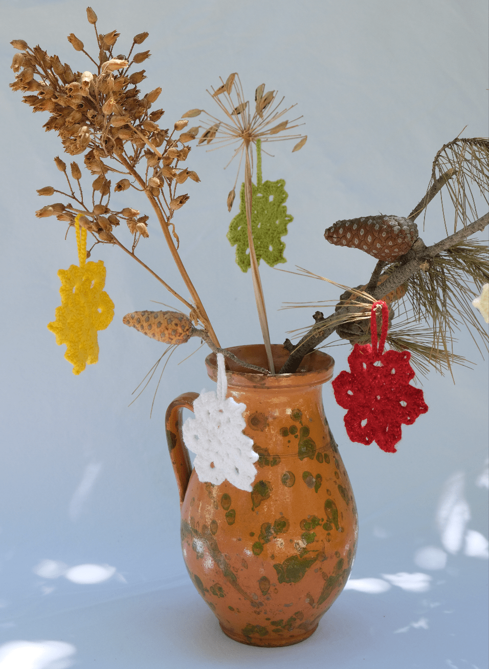 Hand-crocheted Snowflake Christmas Decorations - Set of 6