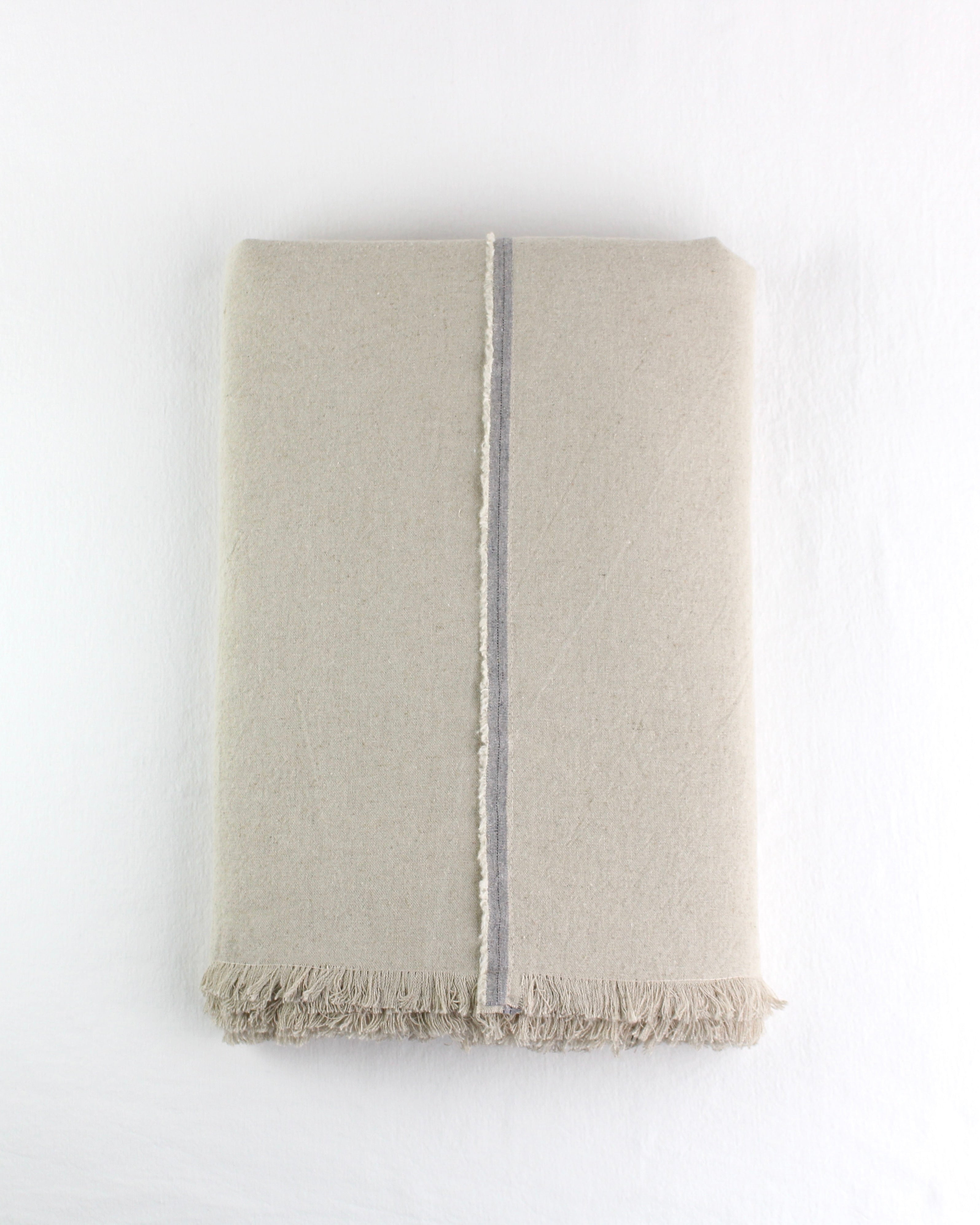 Natural Linen-Cotton Raw-edged Tablecloth