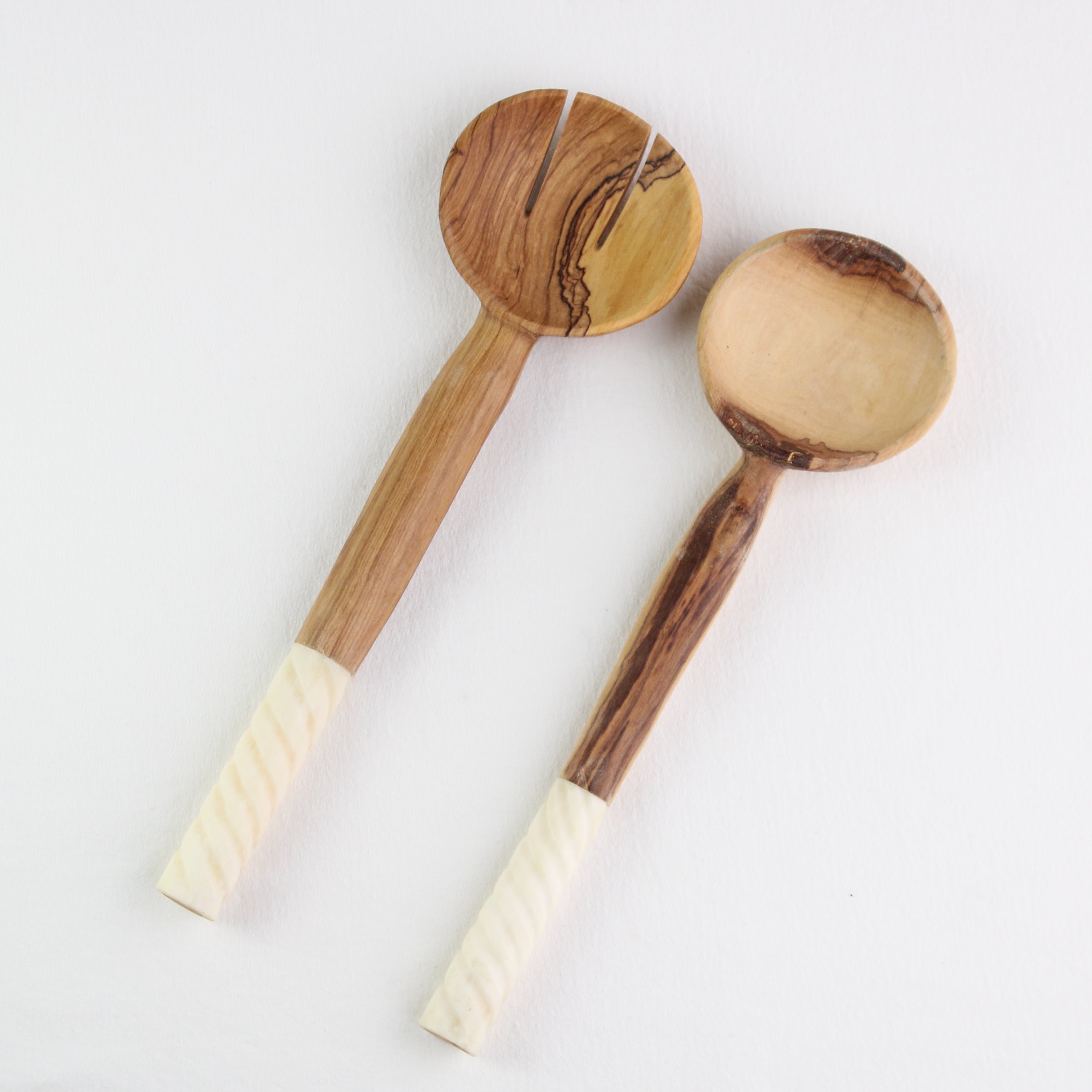Chunky Bone & Olive Wood Salad Servers