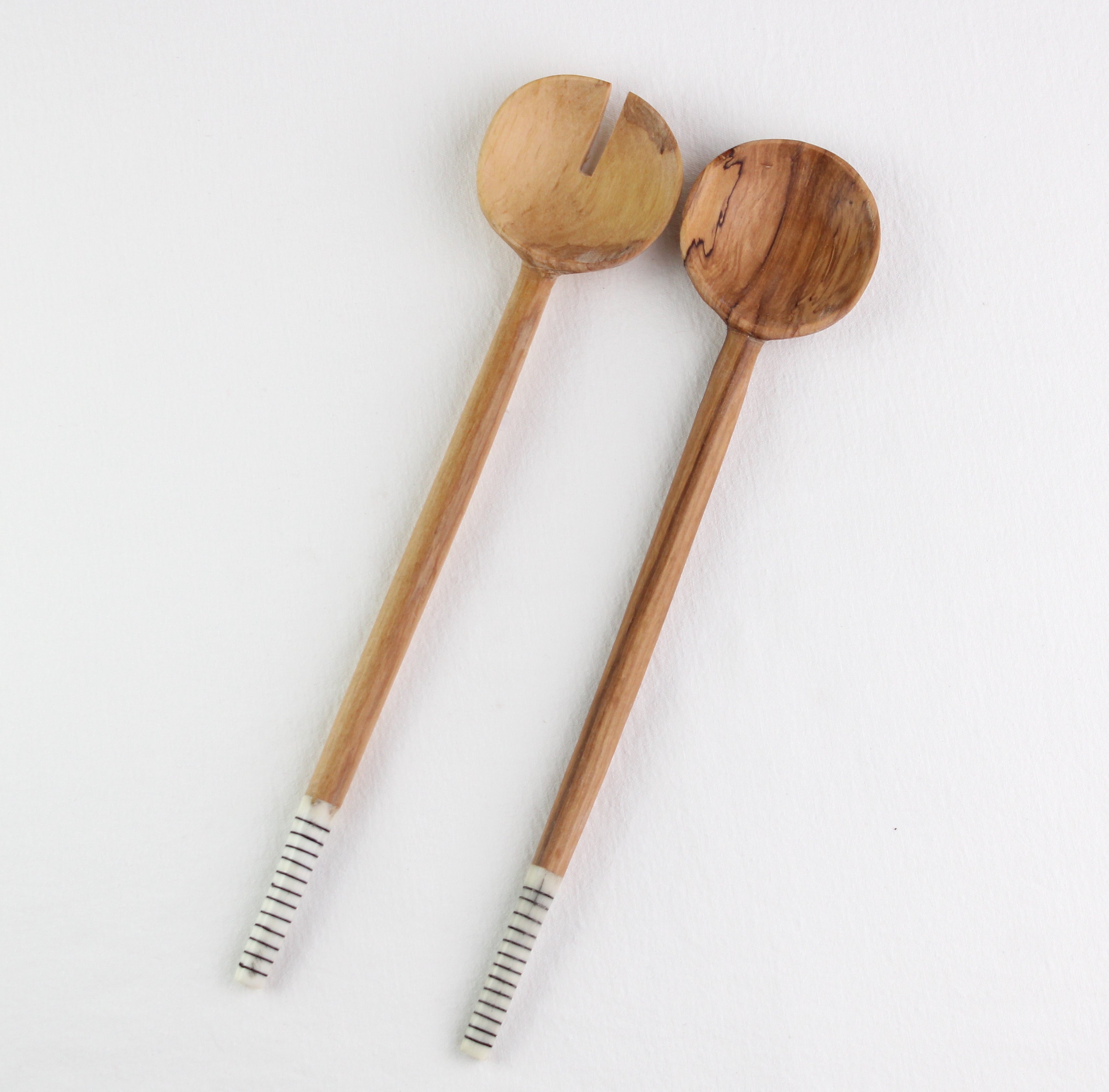 Skinny Bone & Olive Wood Salad Servers
