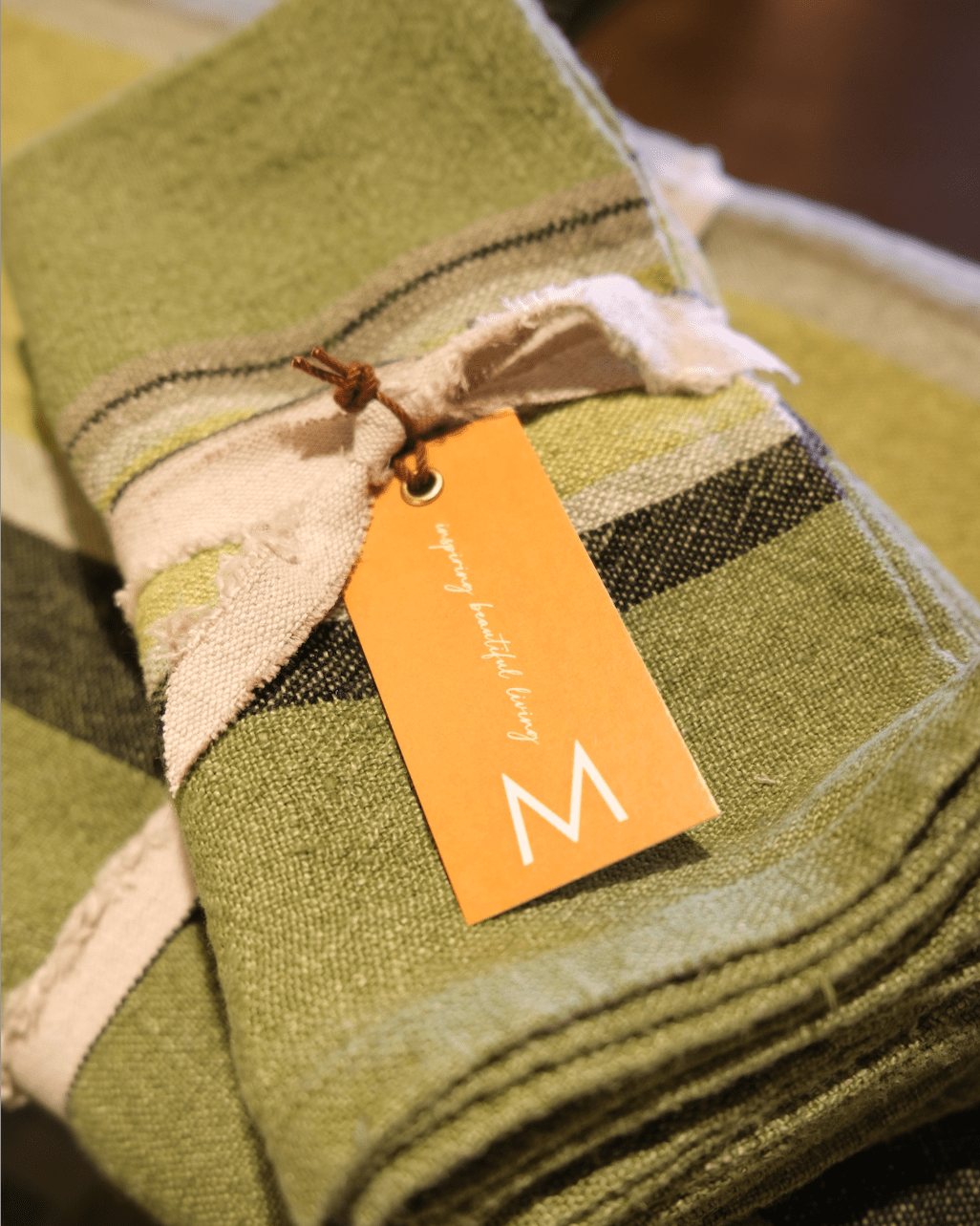 Verdant Stripe Linen Napkin - Mantra Living