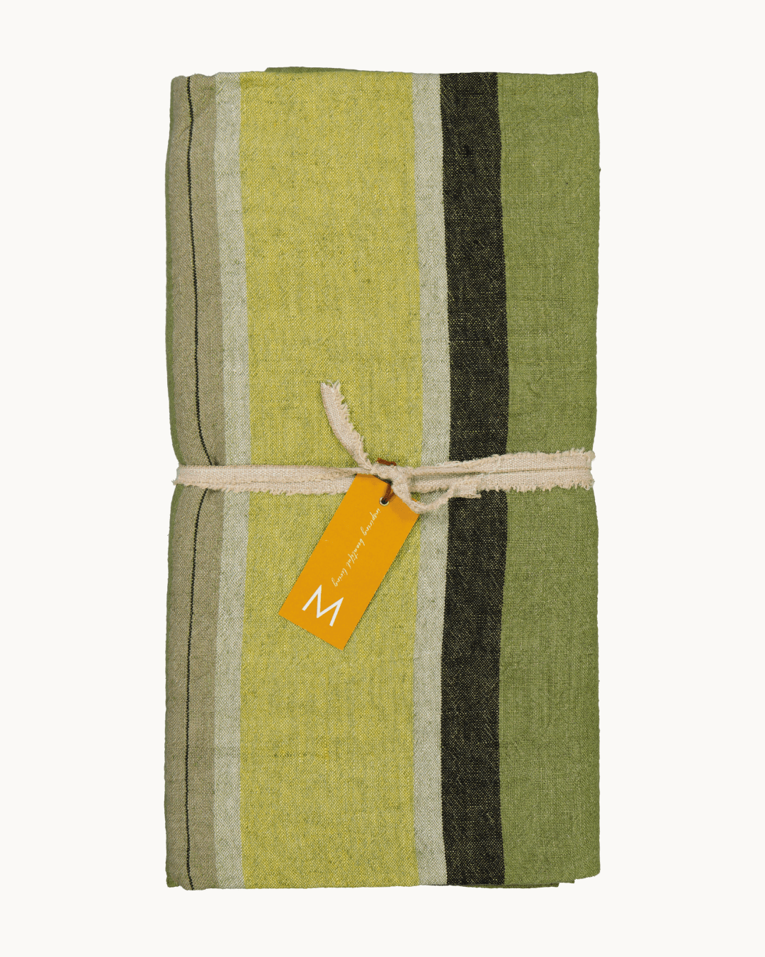 Verdant Stripe Linen Tablecloth