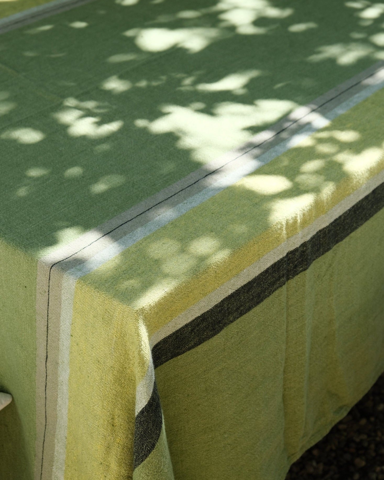 Verdant Stripe Linen Tablecloth