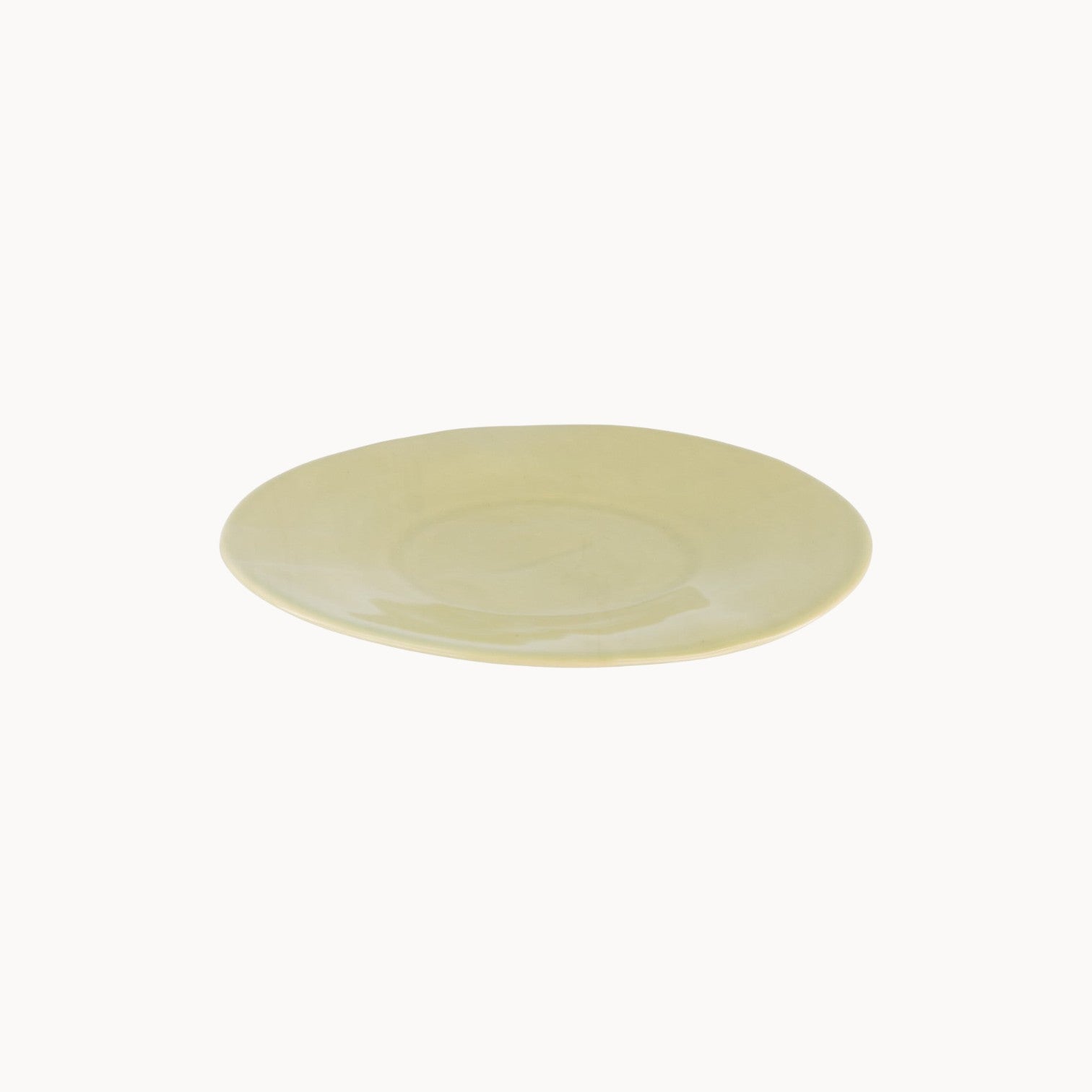 Mantra Living Classic Stoneware presentation plate in Sea Lettuce, a soft cream reactive glaze on hand-finished stoneware. #Color_Sea Lettuce