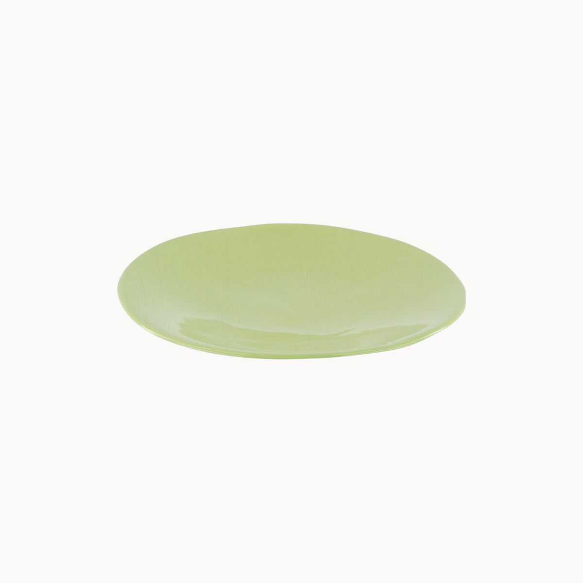 Mantra Living Classic Stoneware presentation plate in Green Tea, a soft green reactive glaze on hand-finished stoneware. #Color_Green Tea