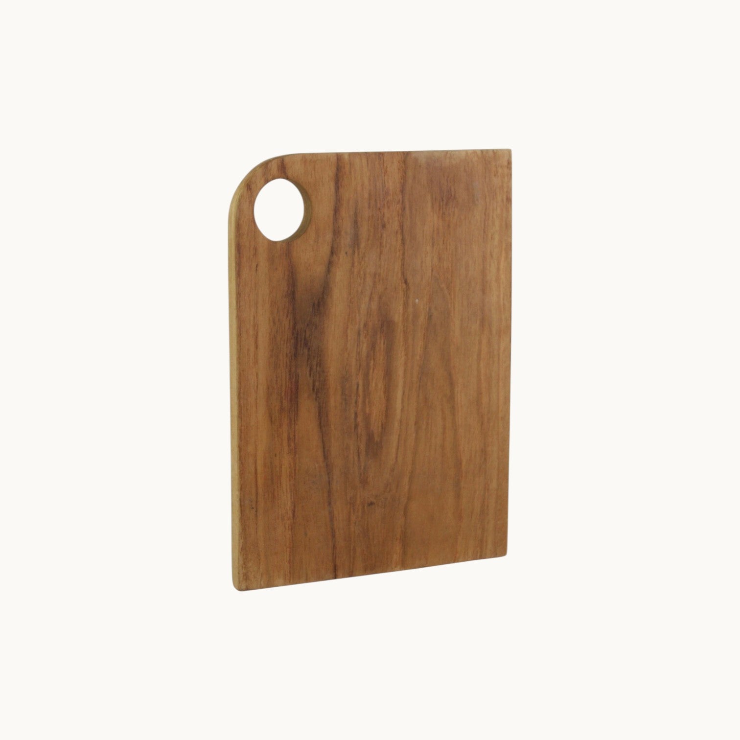 MANTRA LIVING small rectangular wooden drinks board with a rounded corner and hanging hole for serving or prep